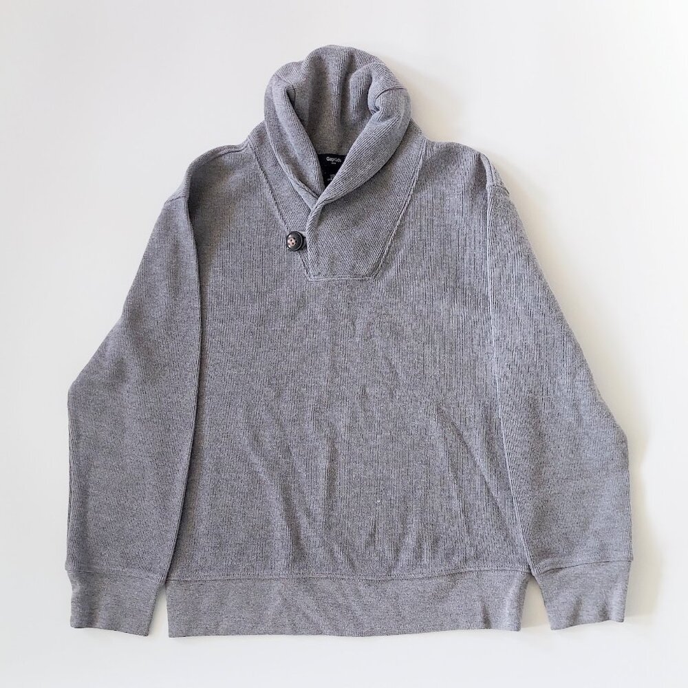 Gap Kids Long Sleeve Shawl Neck Pull Over Gray Sweater Boys Size Medium